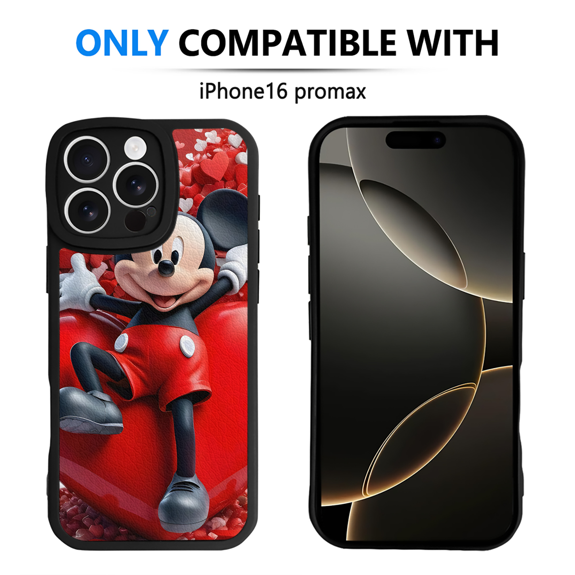 （画像用） ミッキーマウス Mickey Mouse 【iPhone 16シリーズ対応】シリコンスマホケース（レザー調） 材質：シリコン